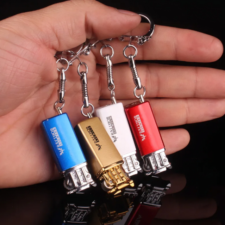 Picture of Mini Butane Gas Lighter Keychain Open Flame Inflatable Creative Hanging Lighter