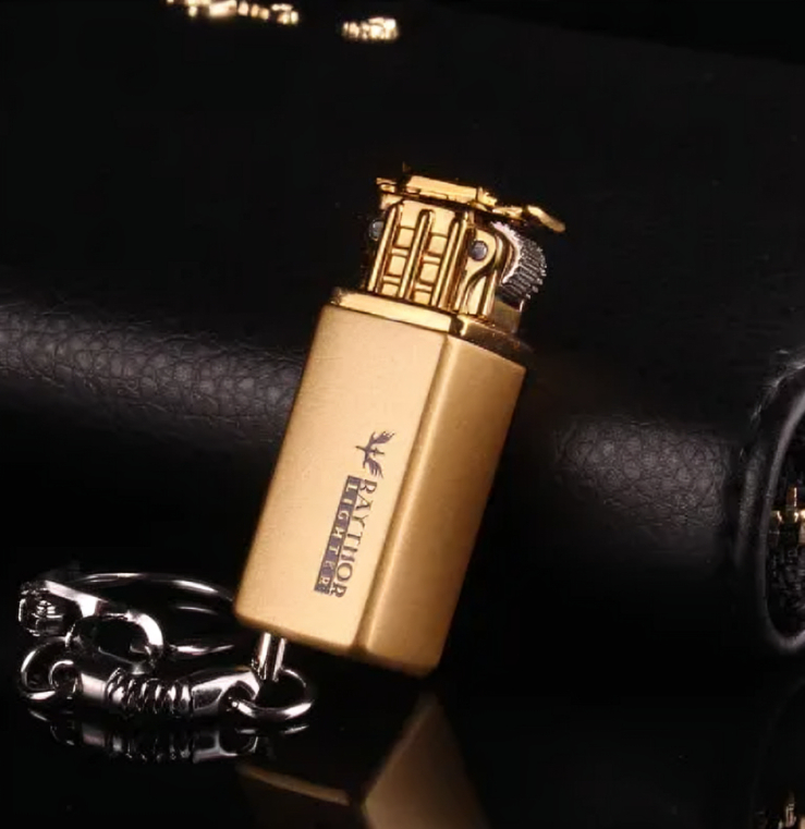 Picture of Mini Butane Gas Lighter Keychain Open Flame Inflatable Creative Hanging Lighter