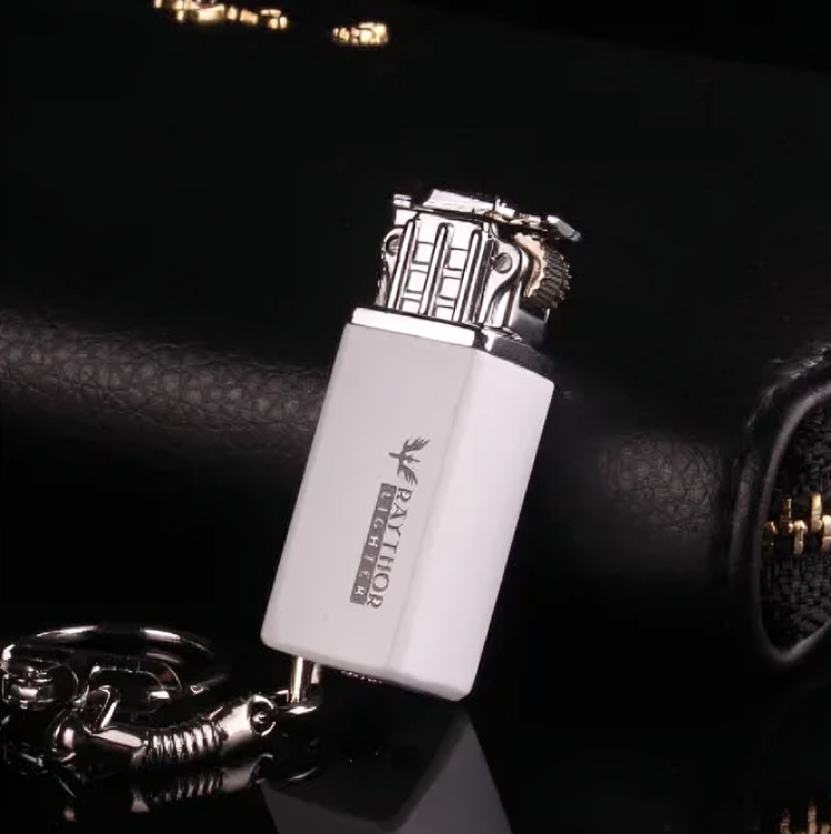 Picture of Mini Butane Gas Lighter Keychain Open Flame Inflatable Creative Hanging Lighter