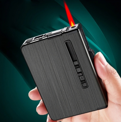 Picture of NEW 10 Pieces Metal Automatic Butane Gas Lighter Portable Red Flame Windproof Lighter