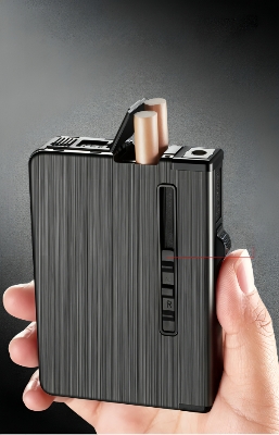 Picture of NEW 10 Pieces Metal Automatic Butane Gas Lighter Portable Red Flame Windproof Lighter