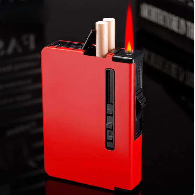 Picture of NEW 10 Pieces Metal Automatic Butane Gas Lighter Portable Red Flame Windproof Lighter