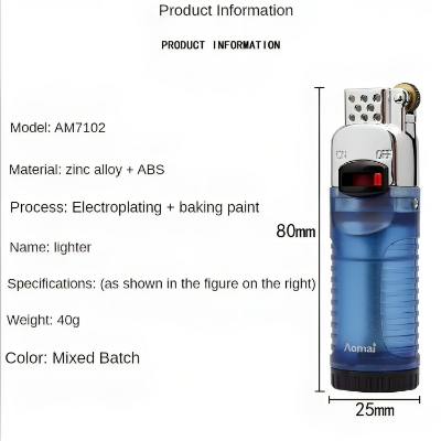 Picture of Aomai Magic Blue Flame Grinding Wheel Lighter Metal Butane Flint Gas Lighter