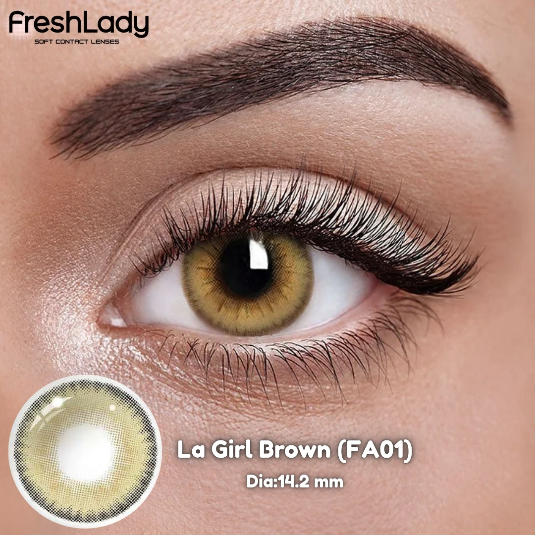 Picture of New Freshlady La Girl Brown Color Contact Lens With regular kit box for men & women. 1 pair Freshlady Color Contact Lens For Eye makeup/Eye Fashion. Freshlady La Girl Series. #lagirl