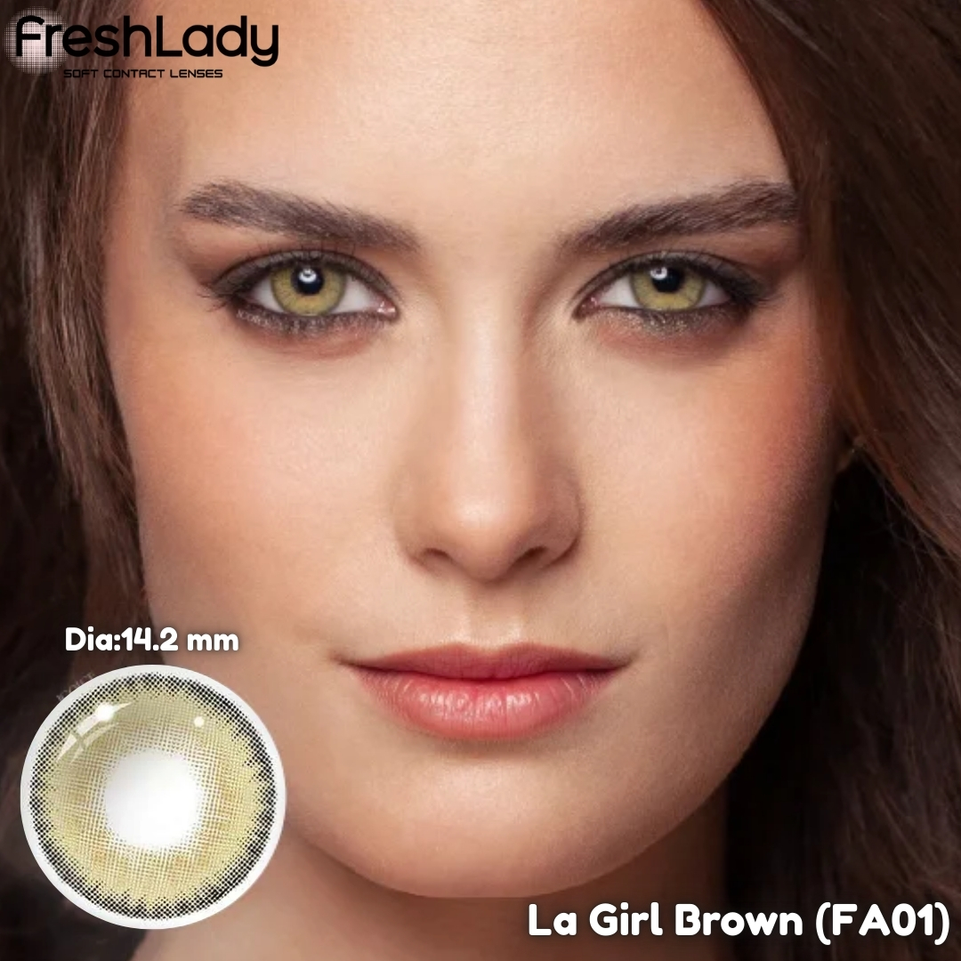 Picture of New Freshlady La Girl Brown Color Contact Lens With regular kit box for men & women. 1 pair Freshlady Color Contact Lens For Eye makeup/Eye Fashion. Freshlady La Girl Series. #lagirl