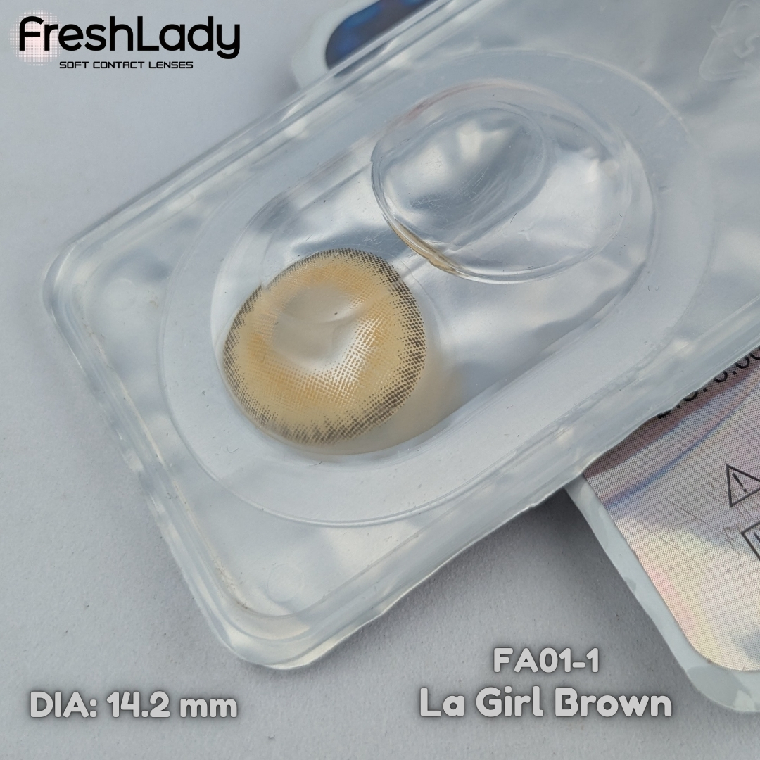 Picture of New Freshlady La Girl Brown Color Contact Lens With regular kit box for men & women. 1 pair Freshlady Color Contact Lens For Eye makeup/Eye Fashion. Freshlady La Girl Series. #lagirl