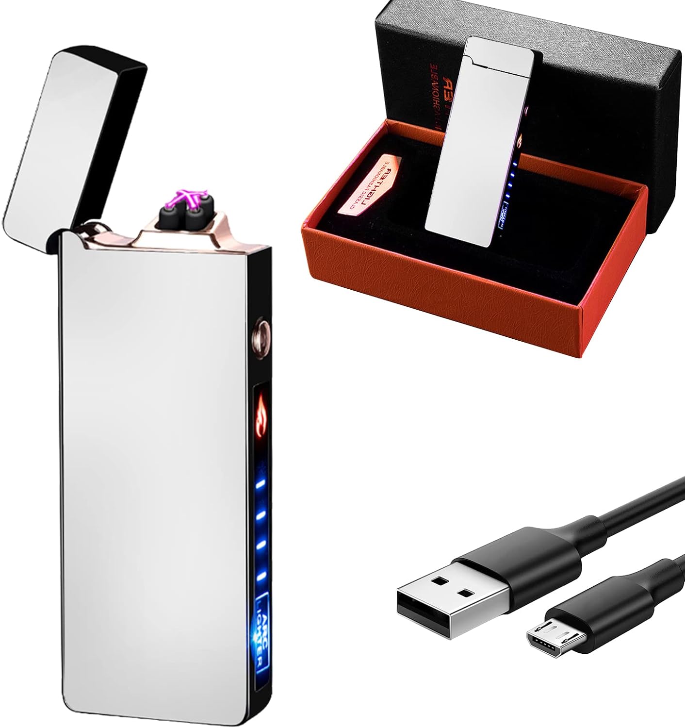 Picture of Dual Arc Flameless Electronic Rechargeable Electric Lighter With Led Power Display