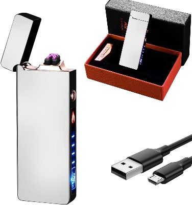 Picture of Dual Arc Flameless Electronic Rechargeable Electric Lighter With Led Power Display