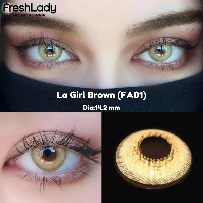 Picture of New Freshlady La Girl Brown Color Contact Lens With regular kit box for men & women. 1 pair Freshlady Color Contact Lens For Eye makeup/Eye Fashion. Freshlady La Girl Series. #lagirl