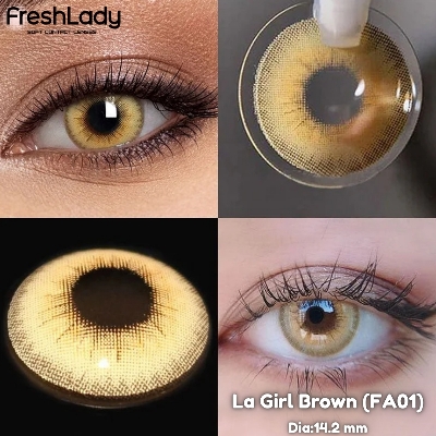 Picture of New Freshlady La Girl Brown Color Contact Lens With regular kit box for men & women. 1 pair Freshlady Color Contact Lens For Eye makeup/Eye Fashion. Freshlady La Girl Series. #lagirl