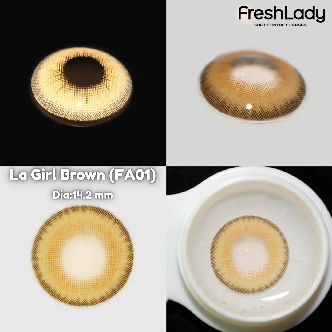 Picture of New Freshlady La Girl Brown Color Contact Lens With regular kit box for men & women. 1 pair Freshlady Color Contact Lens For Eye makeup/Eye Fashion. Freshlady La Girl Series. #lagirl