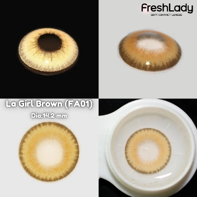 Picture of New Freshlady La Girl Brown Color Contact Lens With regular kit box for men & women. 1 pair Freshlady Color Contact Lens For Eye makeup/Eye Fashion. Freshlady La Girl Series. #lagirl