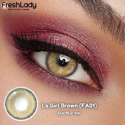 Picture of New Freshlady La Girl Brown Color Contact Lens With regular kit box for men & women. 1 pair Freshlady Color Contact Lens For Eye makeup/Eye Fashion. Freshlady La Girl Series. #lagirl