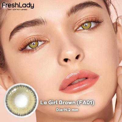 Picture of New Freshlady La Girl Brown Color Contact Lens With regular kit box for men & women. 1 pair Freshlady Color Contact Lens For Eye makeup/Eye Fashion. Freshlady La Girl Series. #lagirl
