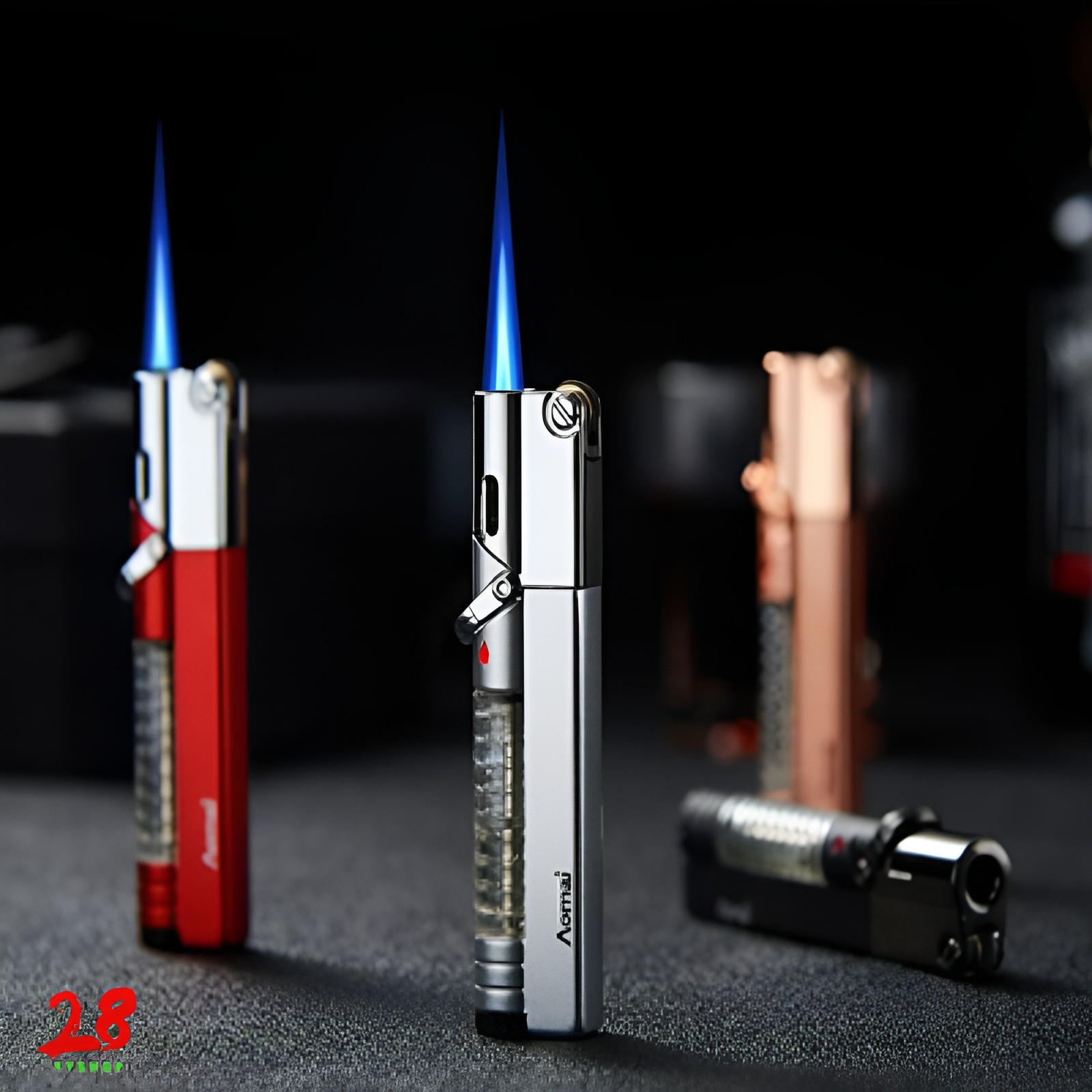 Picture of New Amoi Jet Windproof Lighter Safety Lock Straight Flame Refillable BBQ Kitchen lighter