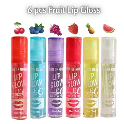 Picture of New Fruit Lip Gloss Oil -6 Pcs (multicolor) For Damage Lip Recover,Shiny and Glossy. #lipoil