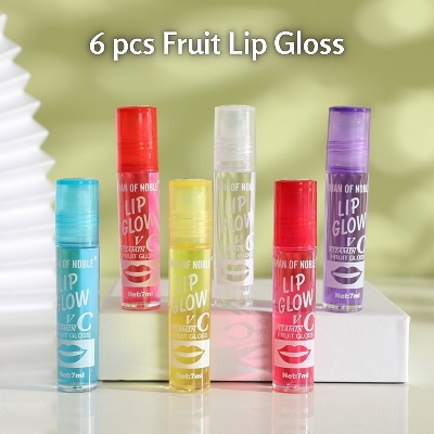 Picture of New Fruit Lip Gloss Oil -6 Pcs (multicolor) For Damage Lip Recover,Shiny and Glossy. #lipoil