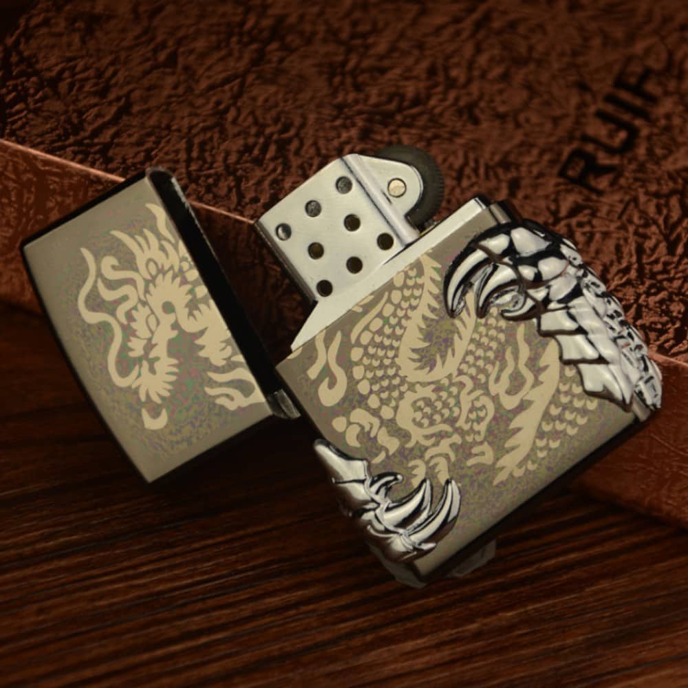 Picture of The New Dragon Open Flame Windproof gas Lighter Metal