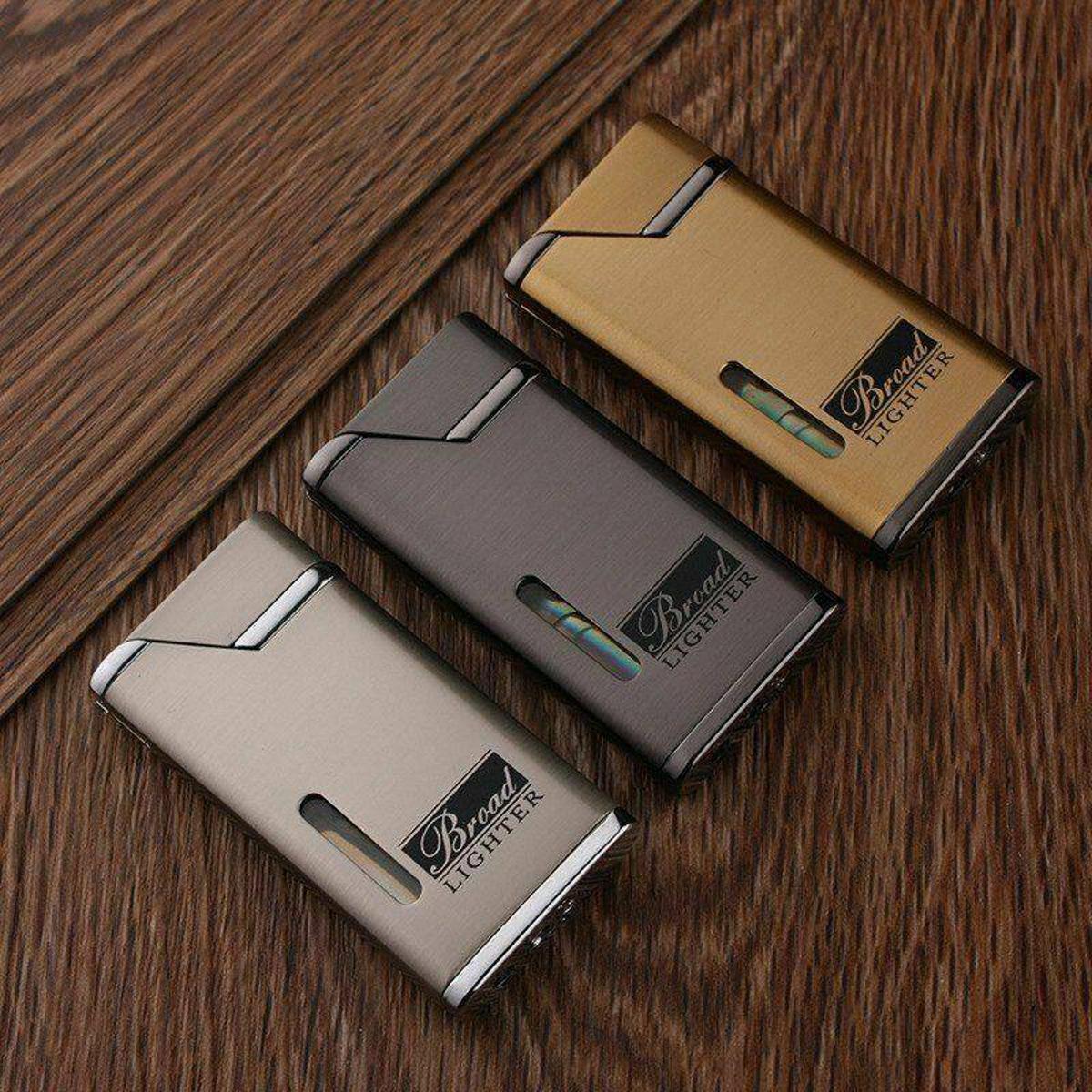 Picture of Broad Red Flame Windproof butane Lighter metal body