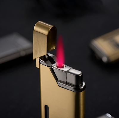 Picture of Broad Red Flame Windproof butane Lighter metal body