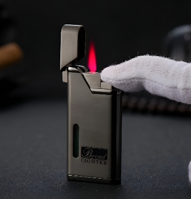 Picture of Broad Red Flame Windproof butane Lighter metal body