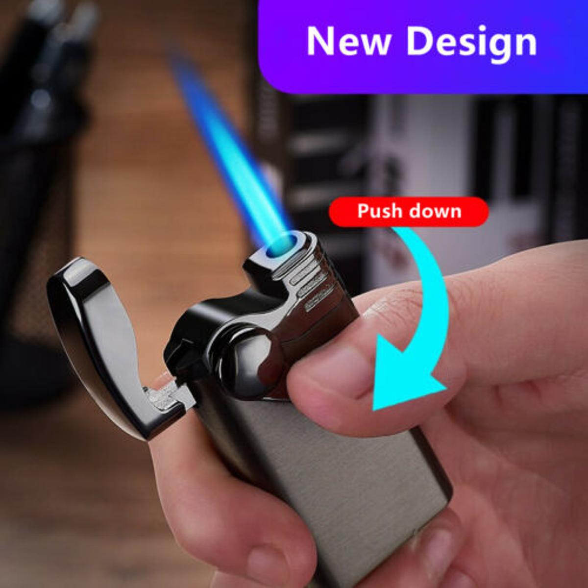 Picture of Jobon Jet Torch Lighter Turbo Inflatablegmas Butane Lighter Rocker Rebound Windproof Cigar Cigarette Lightergmadgets For Men