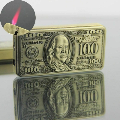 Picture of 100 Hundred D ollar Torch Lighter Metal Jet Flame Butane Gas Refillable Windproof