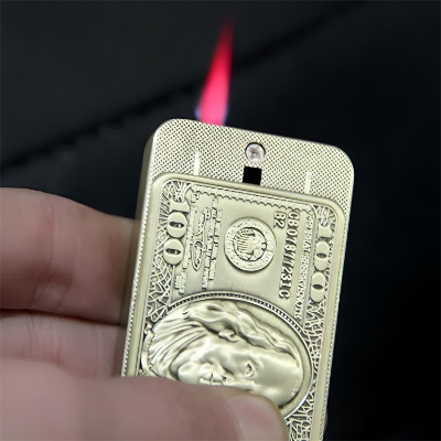 Picture of 100 Hundred D ollar Torch Lighter Metal Jet Flame Butane Gas Refillable Windproof