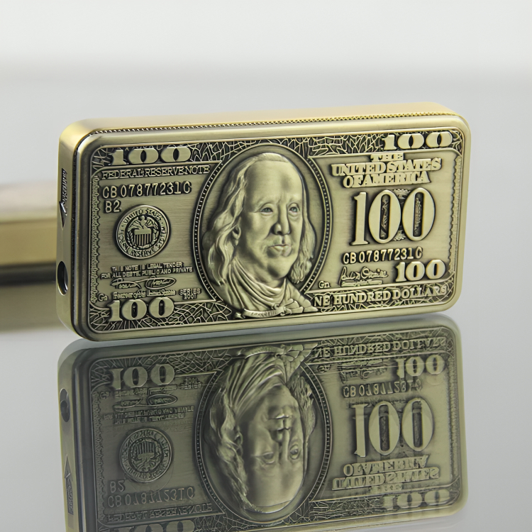 Picture of 100 Hundred D ollar Torch Lighter Metal Jet Flame Butane Gas Refillable Windproof