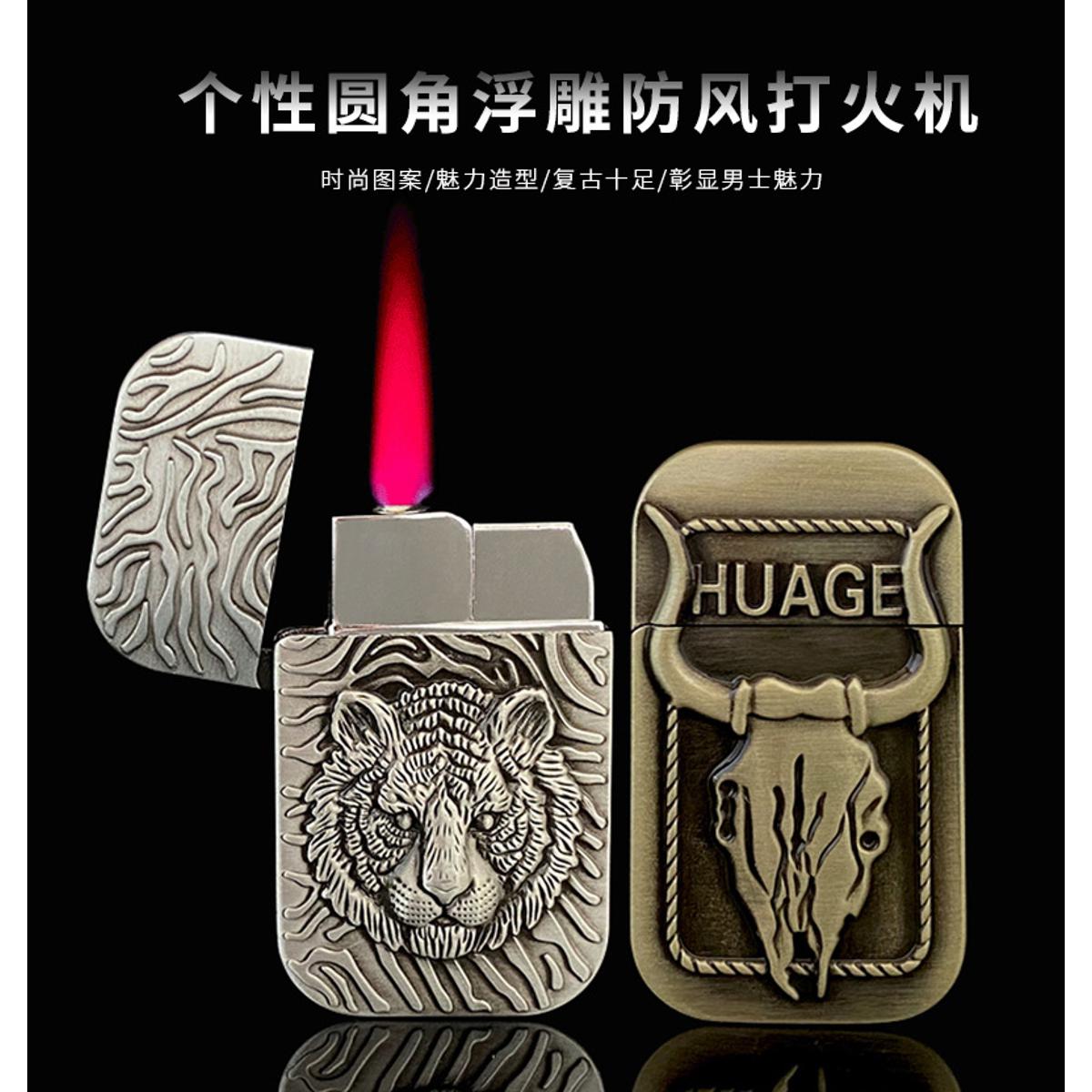 Picture of New Creative Tiger Bull Gas Lighter Windproof Jet Butane Red Flame