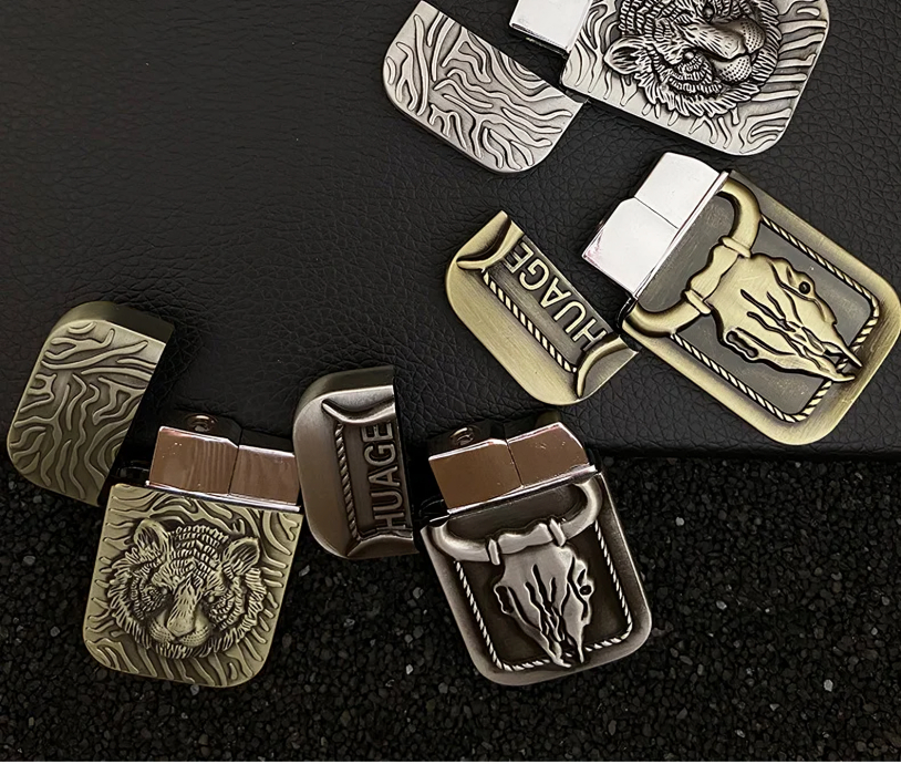 Picture of New Creative Tiger Bull Gas Lighter Windproof Jet Butane Red Flame