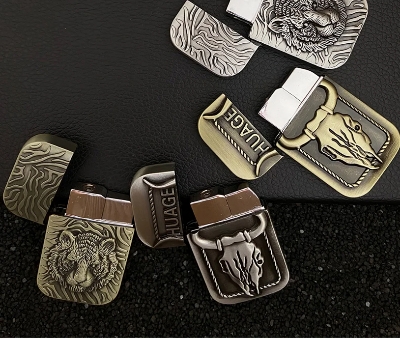 Picture of New Creative Tiger Bull Gas Lighter Windproof Jet Butane Red Flame
