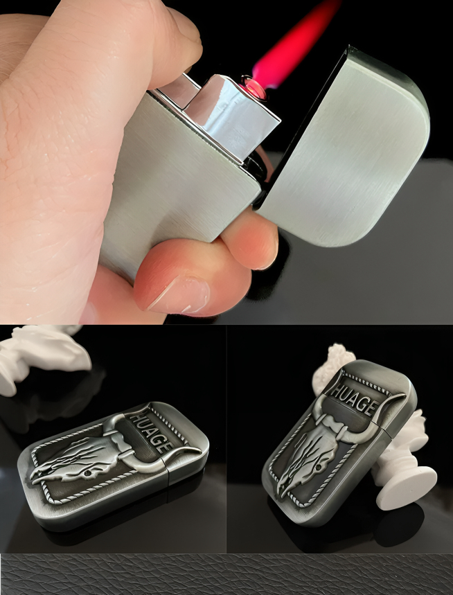 Picture of New Creative Tiger Bull Gas Lighter Windproof Jet Butane Red Flame