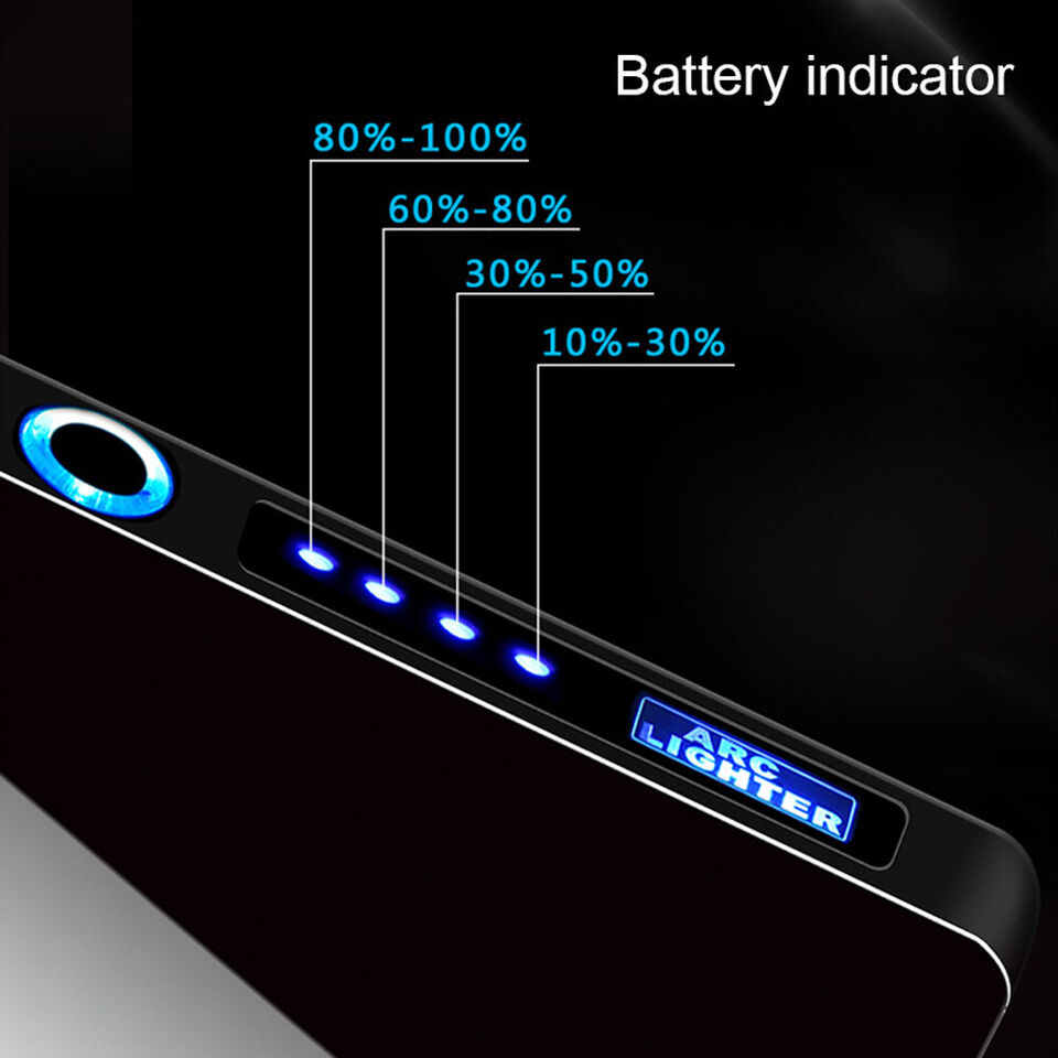 Picture of Electric Windproof Dual Arc Lighter Flameless Electronic USB Rechargeable Electric Lighter For Candle with Led Power Display