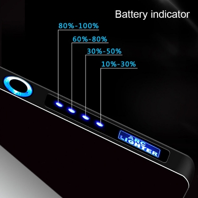 Picture of Electric Windproof Dual Arc Lighter Flameless Electronic USB Rechargeable Electric Lighter For Candle with Led Power Display