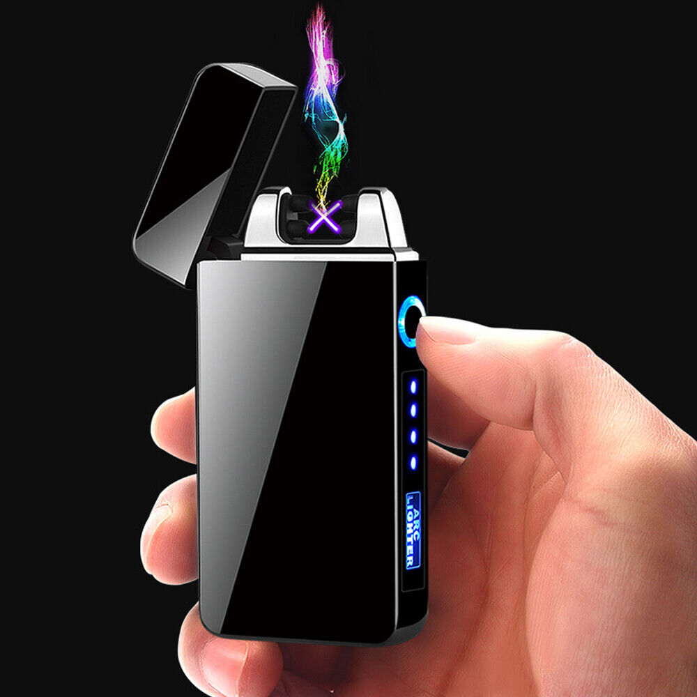 Picture of Electric Windproof Dual Arc Lighter Flameless Electronic USB Rechargeable Electric Lighter For Candle with Led Power Display