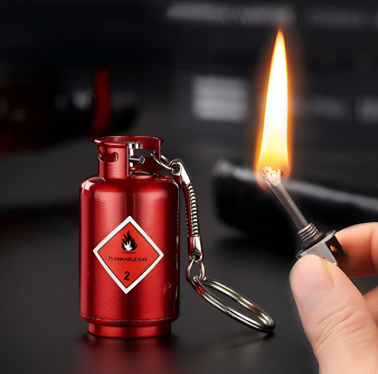 Picture of Standing flint  lighter gasoline keychain oil lighter gas tank fire extinguisher survival tool