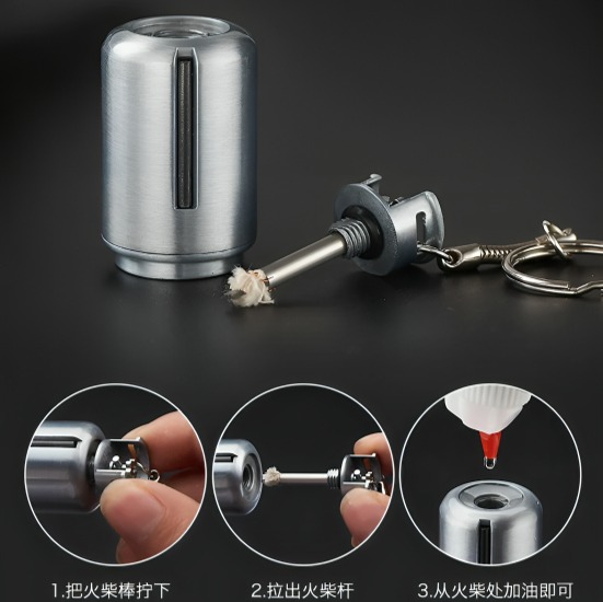 Picture of Standing flint  lighter gasoline keychain oil lighter gas tank fire extinguisher survival tool