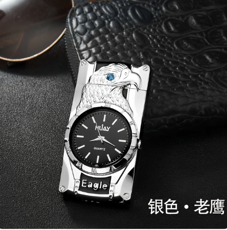 Picture of 2 in 1 LIGHTER WATCH Gasoline Flint Lighter Windproof Stainless Steel gas Refillabe Lighte
