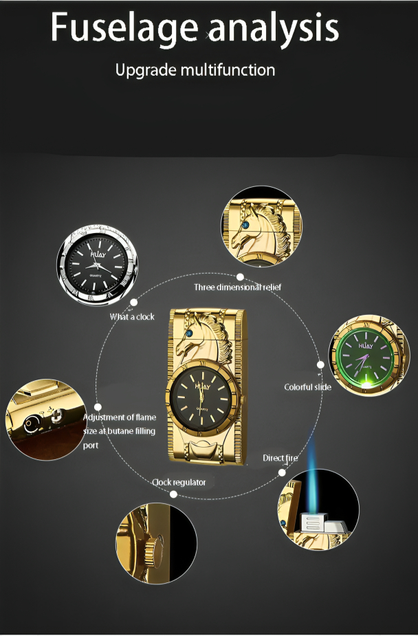 Picture of 2 in 1 LIGHTER WATCH Gasoline Flint Lighter Windproof Stainless Steel gas Refillabe Lighte