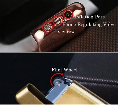 Picture of Flower Version Mini- Portable Electroplate Grinding Wheel Flame Gasoline Lighter