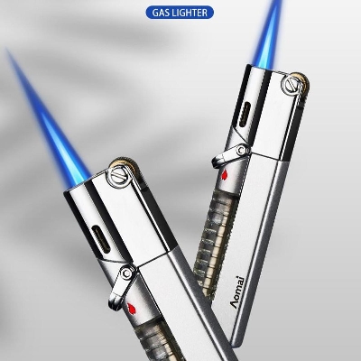 Picture of Gas Lighter Men'Sgmrinding Wheel Creative Strong Straight Into The Blue Flame Cigar Windproof Metal Lighter Fixed Flame