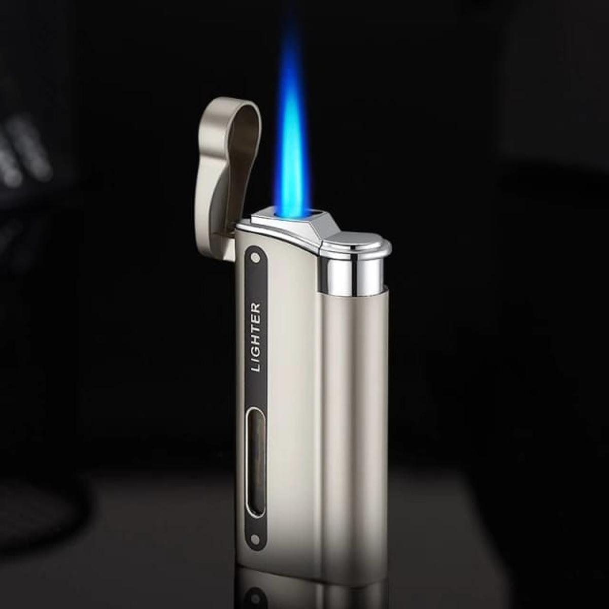 Picture of NEW 1300c  Jet Torch Lighter Turbo Metal Visible Gas Window Windproof Inflated Cigarete Cigar Lighters Gadgets For Man