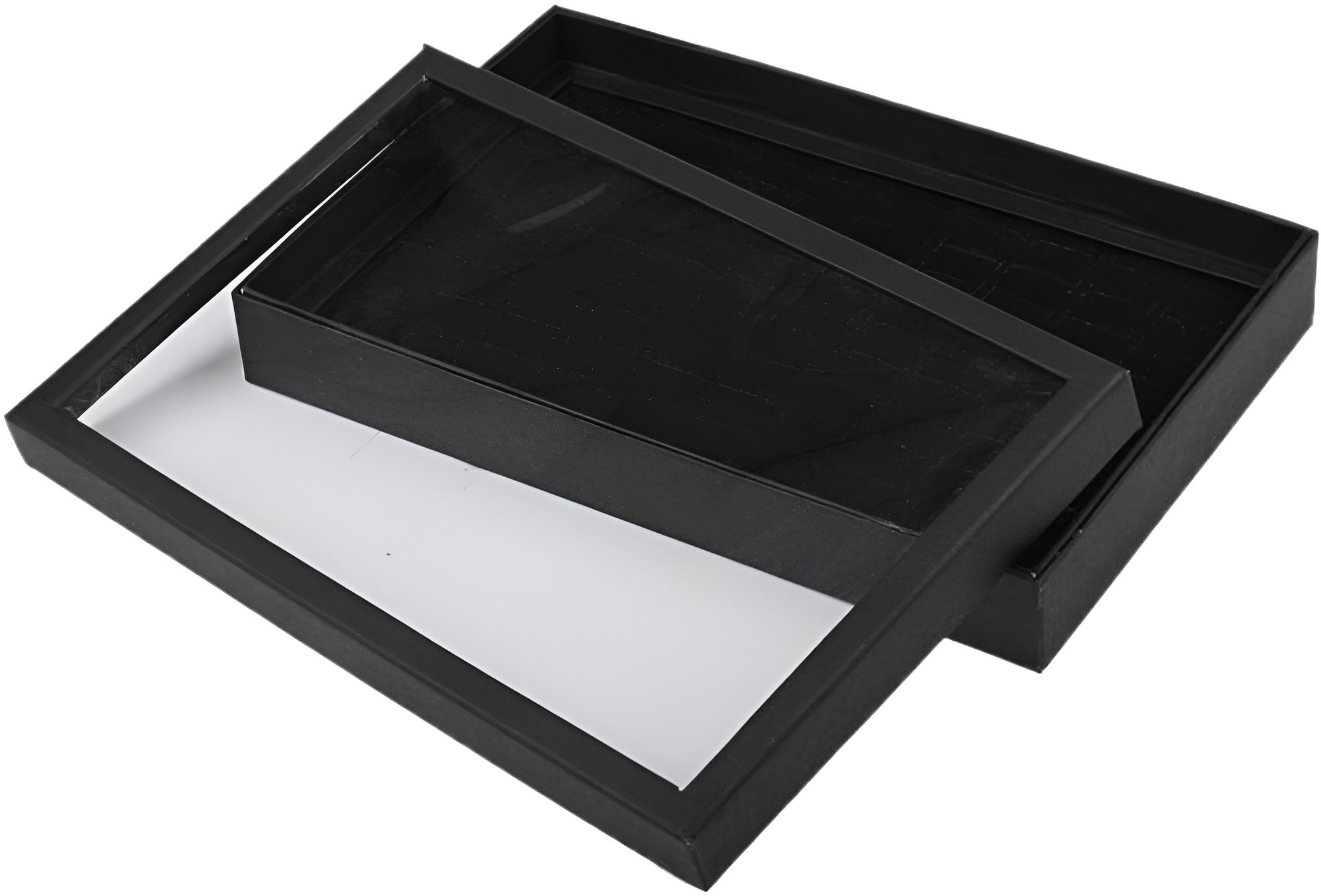 Picture of 100 Slot Black Velvet Jewelry Ring Case Display Store Storage Box Tray Organizer