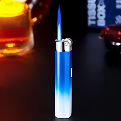 Picture of Windproof Jet Torch Butane Flame Butane Viewable Cigar Cigarete Lighter With Lock