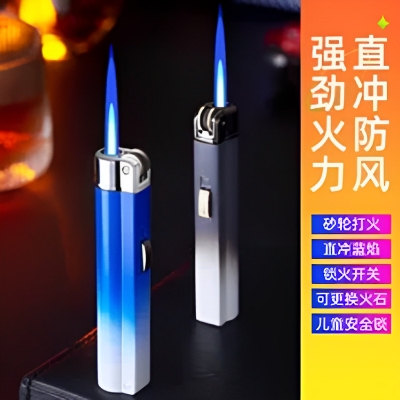 Picture of Windproof Jet Torch Butane Flame Butane Viewable Cigar Cigarete Lighter With Lock