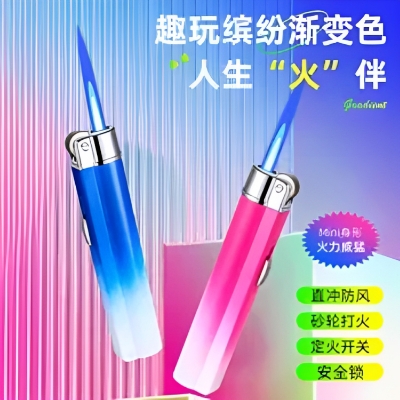 Picture of Windproof Jet Torch Butane Flame Butane Viewable Cigar Cigarete Lighter With Lock