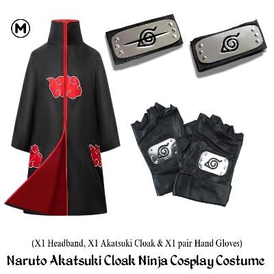 Picture of New Naruto Itachi Uchiha Akatsuki Cloak Ninja Cosplay Costume (Combo Set) with another costtume accessories for Anime fans, cosplay costume, birthday, Cosplay, Halloween ,Stage Show,Christmas,comic show. #costume