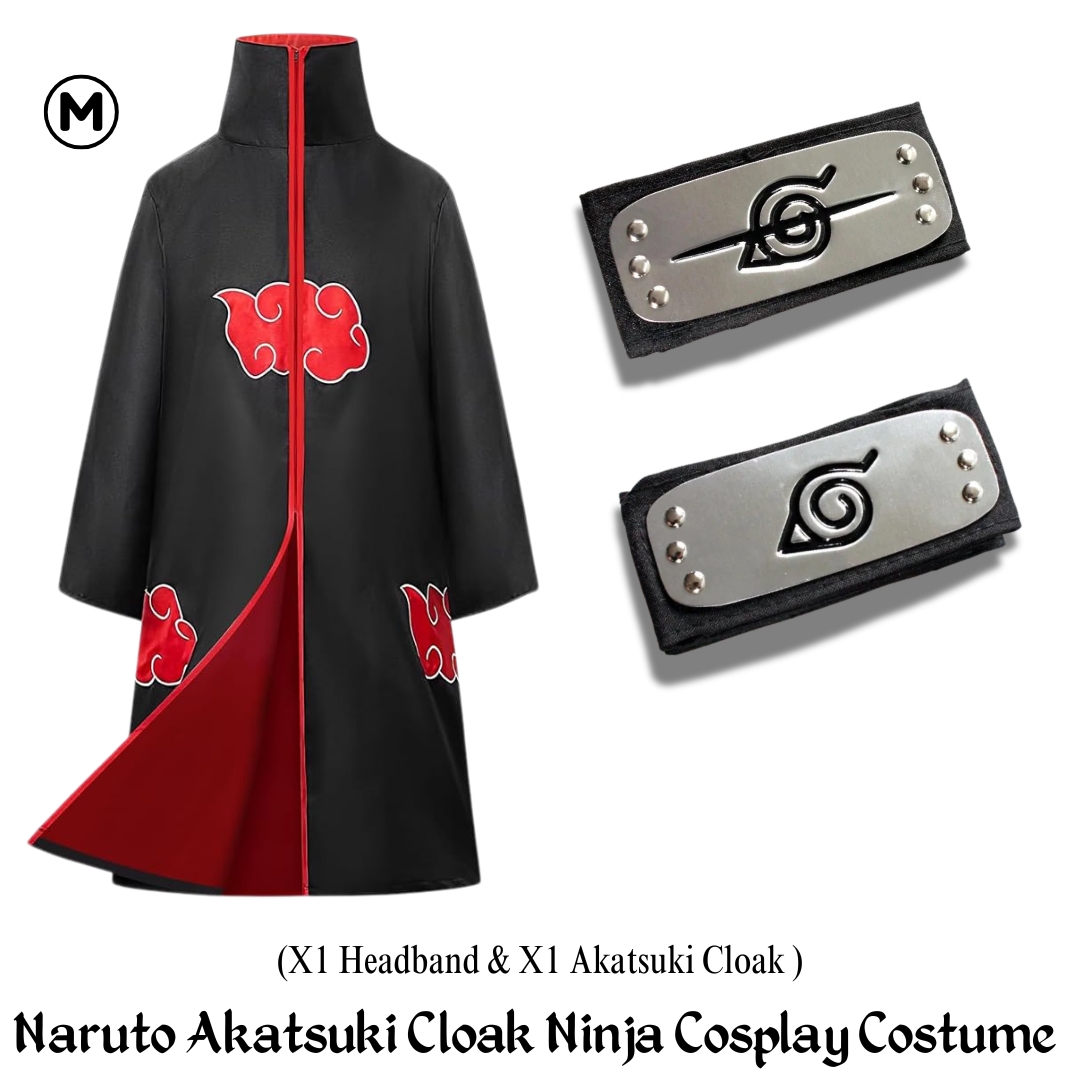 Picture of New Naruto Itachi Uchiha Akatsuki Cloak Ninja Cosplay Costume (Combo Set) with another costtume accessories for Anime fans, cosplay costume, birthday, Cosplay, Halloween ,Stage Show,Christmas,comic show. #costume