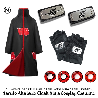 Picture of New Naruto Itachi Uchiha Akatsuki Cloak Ninja Cosplay Costume (Combo Set) with another costtume accessories for Anime fans, cosplay costume, birthday, Cosplay, Halloween ,Stage Show,Christmas,comic show. #costume
